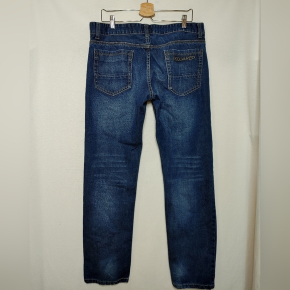 DSquared2 Classic Straight Leg Slim Fit Jeans Medium Dark Wash Cotton 36 Denim - Picture 5 of 12